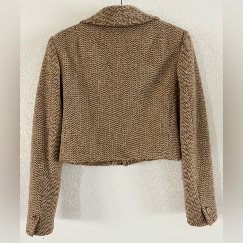 Ralph Lauren Purple Label Cropped Wool Cashmere Herringbone Blazer Jacket - Picture 13 of 15